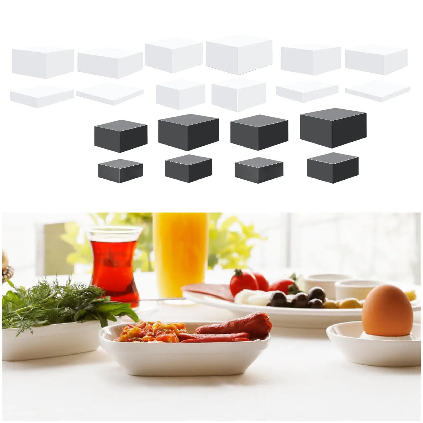 4x Acrylic Display Riser Box Food Display Stand Table Stand Nesting Riser Stands for Food Cake Collection Jewelry Cosmetics